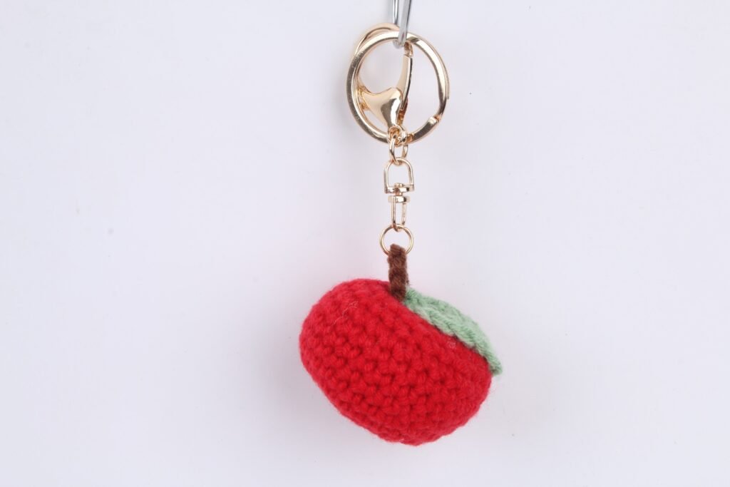 Crochet Red Strawberry Keychain
