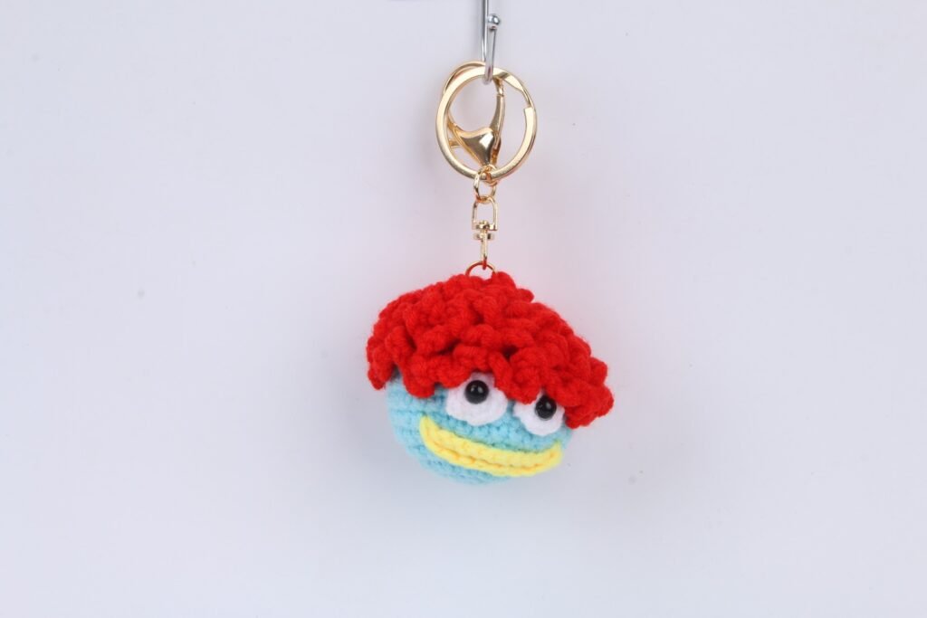 Crochet Rainbow Face Keychain