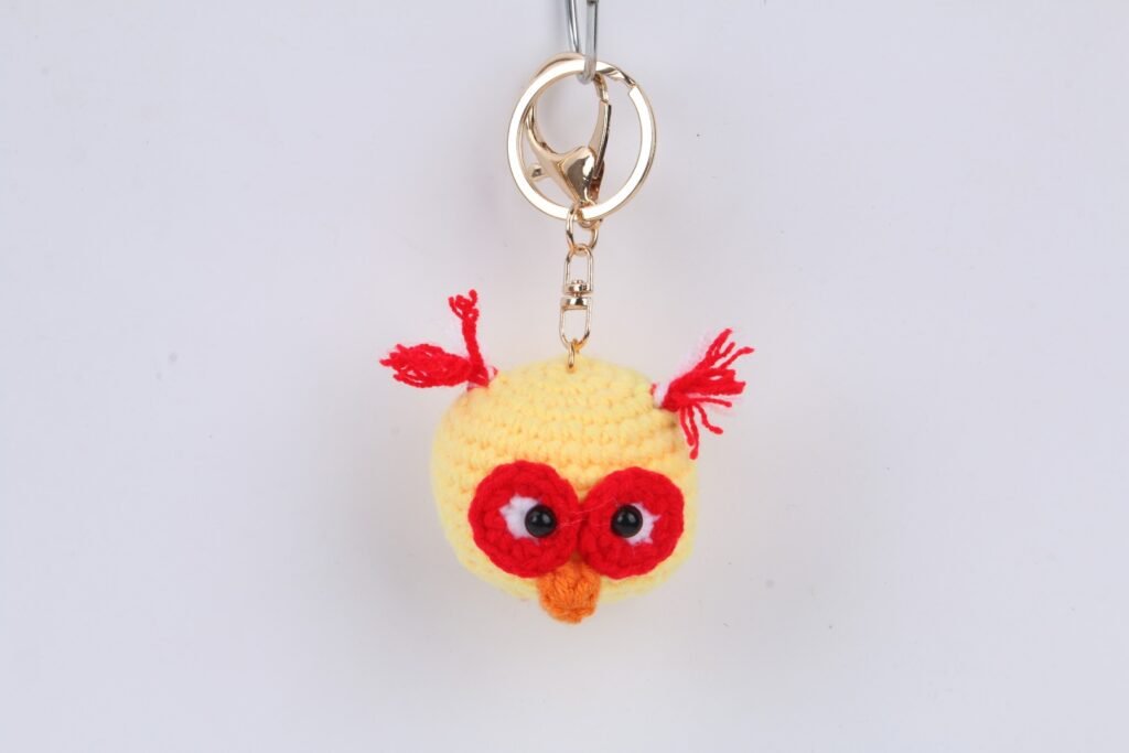 Crochet Yellow Owl Keychain