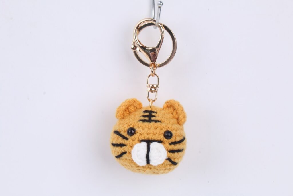 Crochet Orange Tiger Keychain