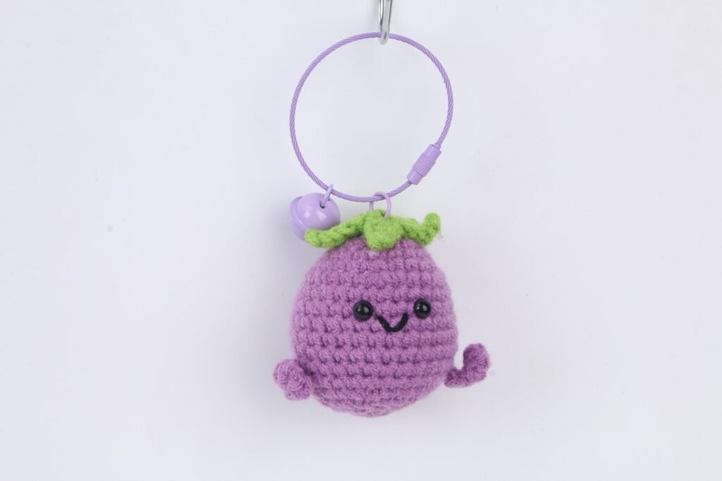 Crochet Purple Sprout Animal Keychain
