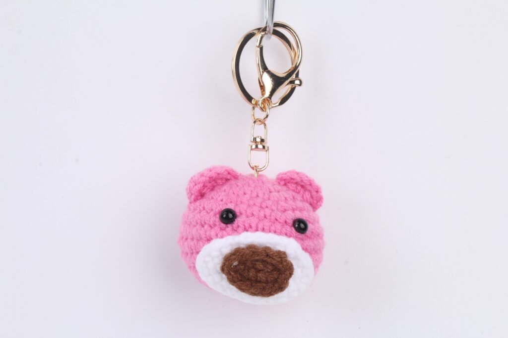 Crochet Pink Pig Face Keychain