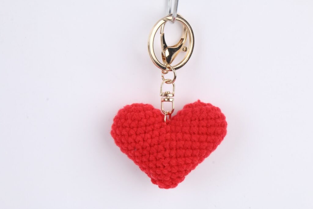 Crochet Red Heart Keychain