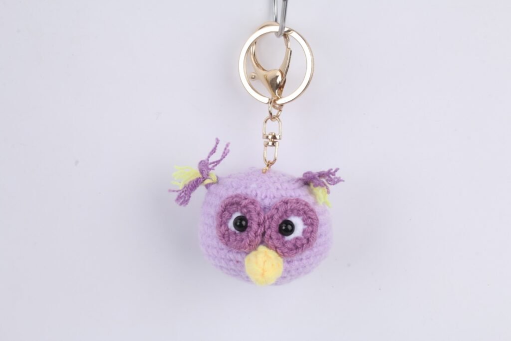 Crochet Purple Owl Keychain