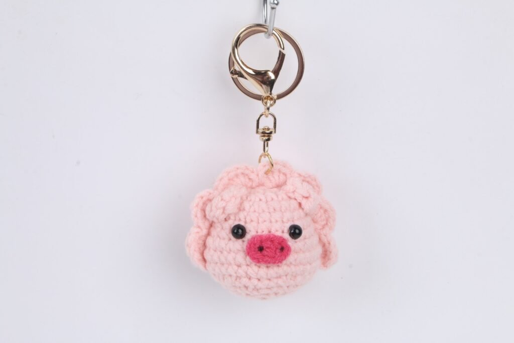 Crochet Pink Piglet Keychain