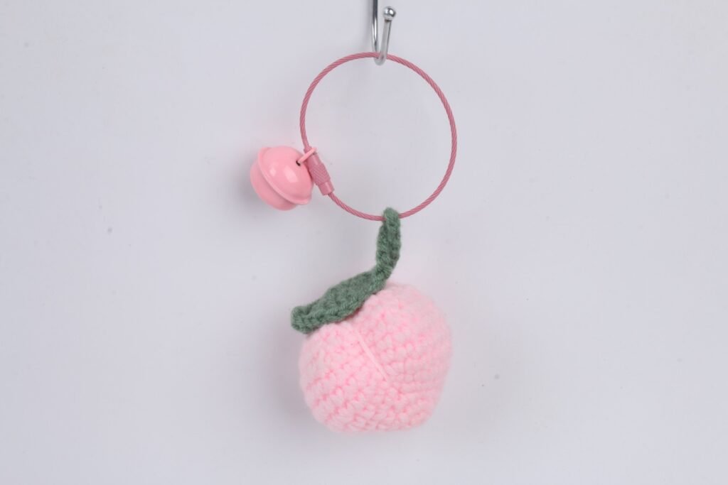Crochet Pink Peach Keychain