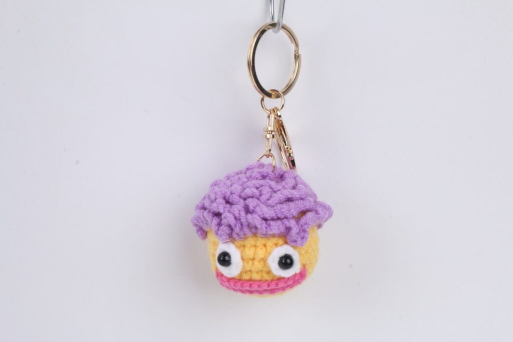 Crochet Purple Mushroom Keychain