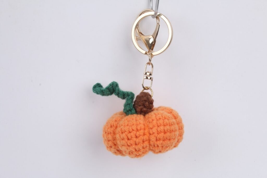Crochet Orange Pumpkin Keychain