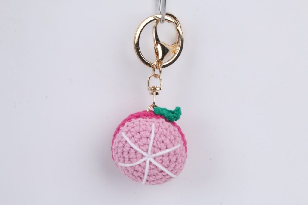 Crochet Pink Yarn Ball Keychain