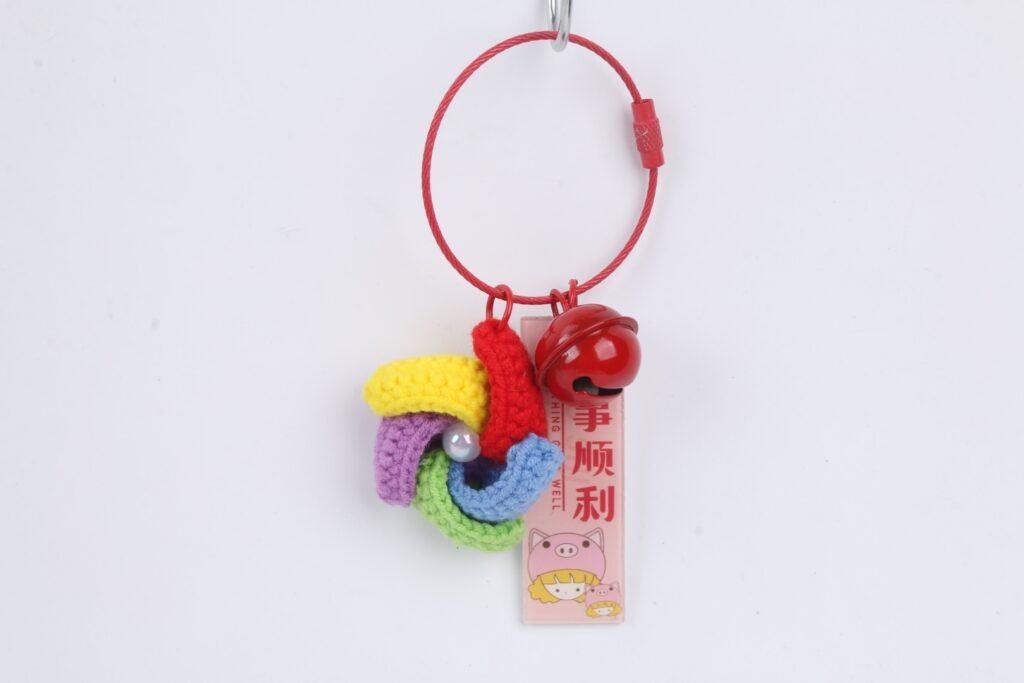 Crochet Rainbow Strap Character Keychain