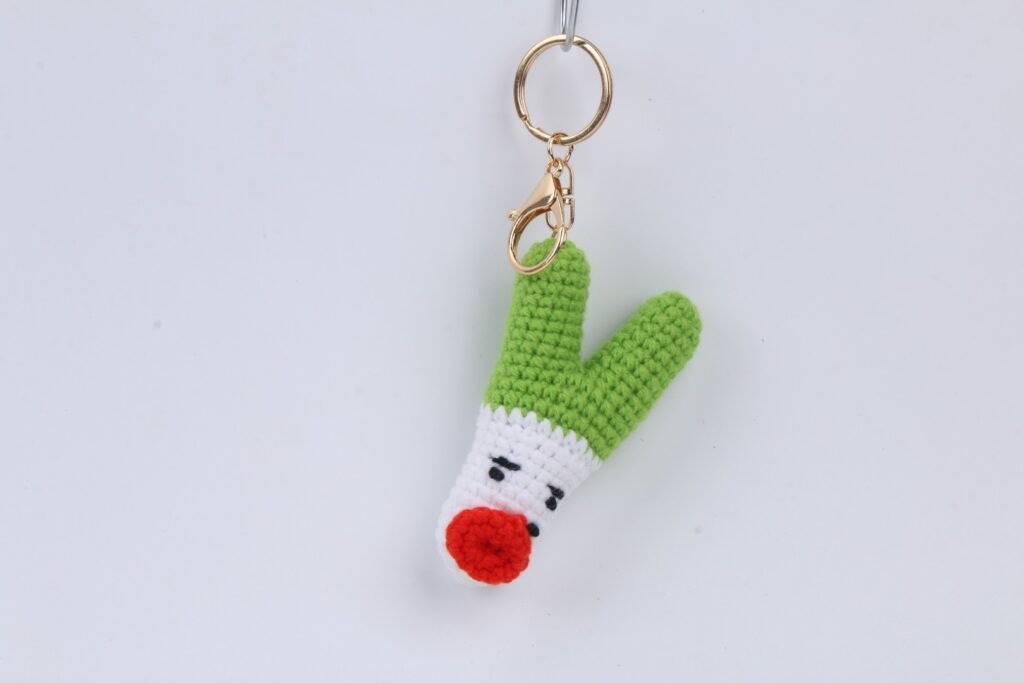 Crochet Green Radish Character Keychain